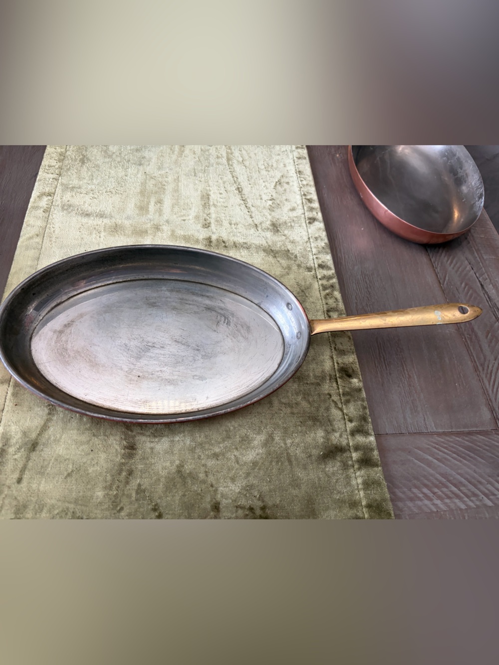 Copper-Tone Sauté Pan with Brass Handle